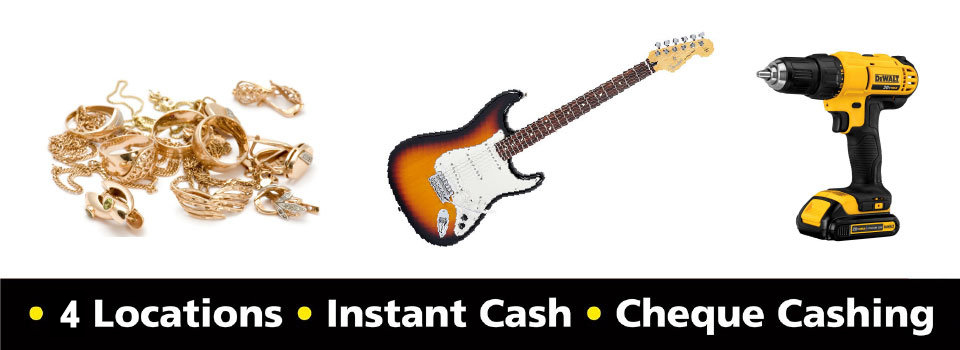 3 locations, instant cash, cheque cashing - jewelries, guitar, power tool